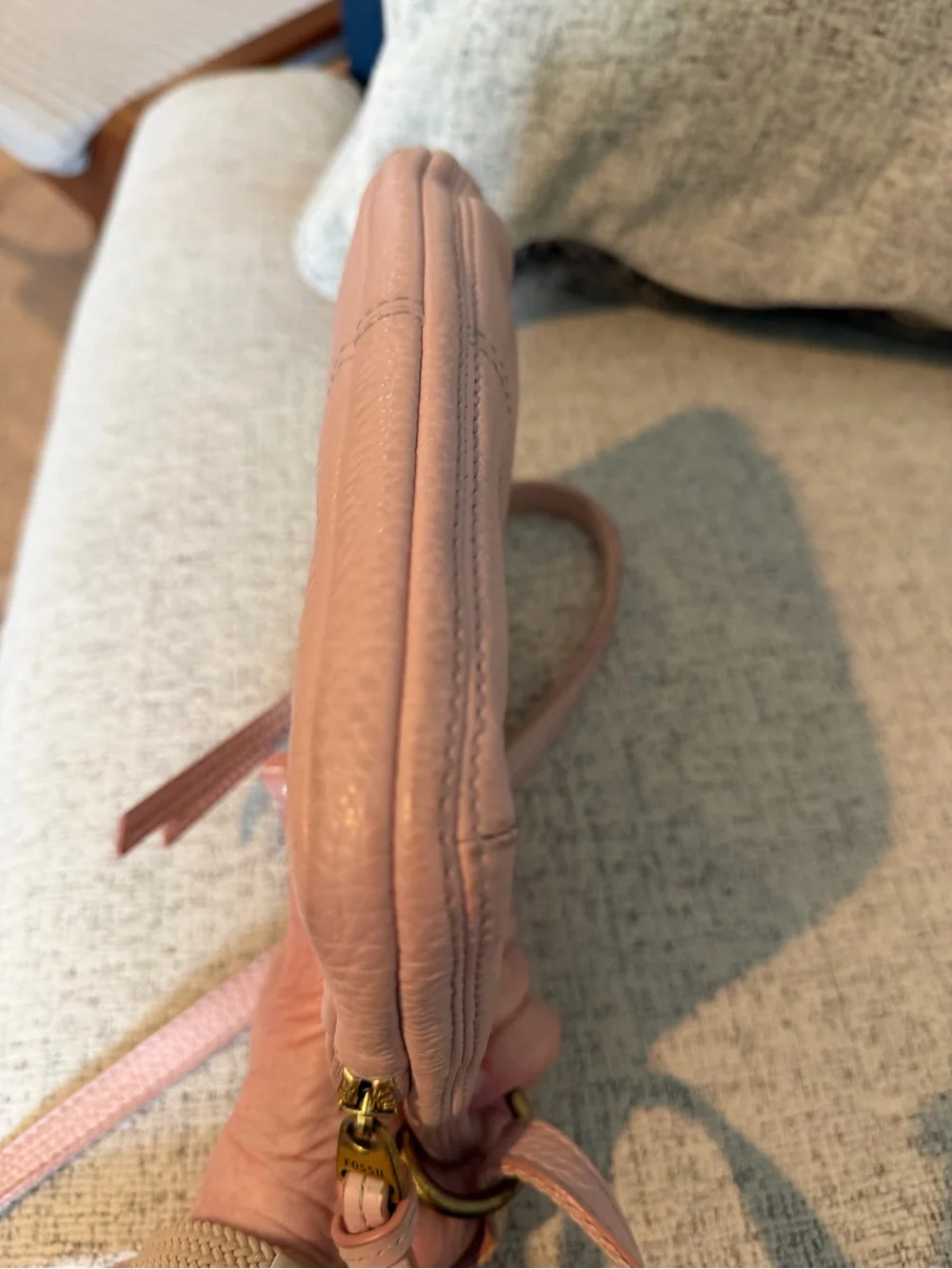 Fossil Karli Pink Pebbled Leather Shoulder/Crossbody Bag 9x7 - Picture 7 of 9